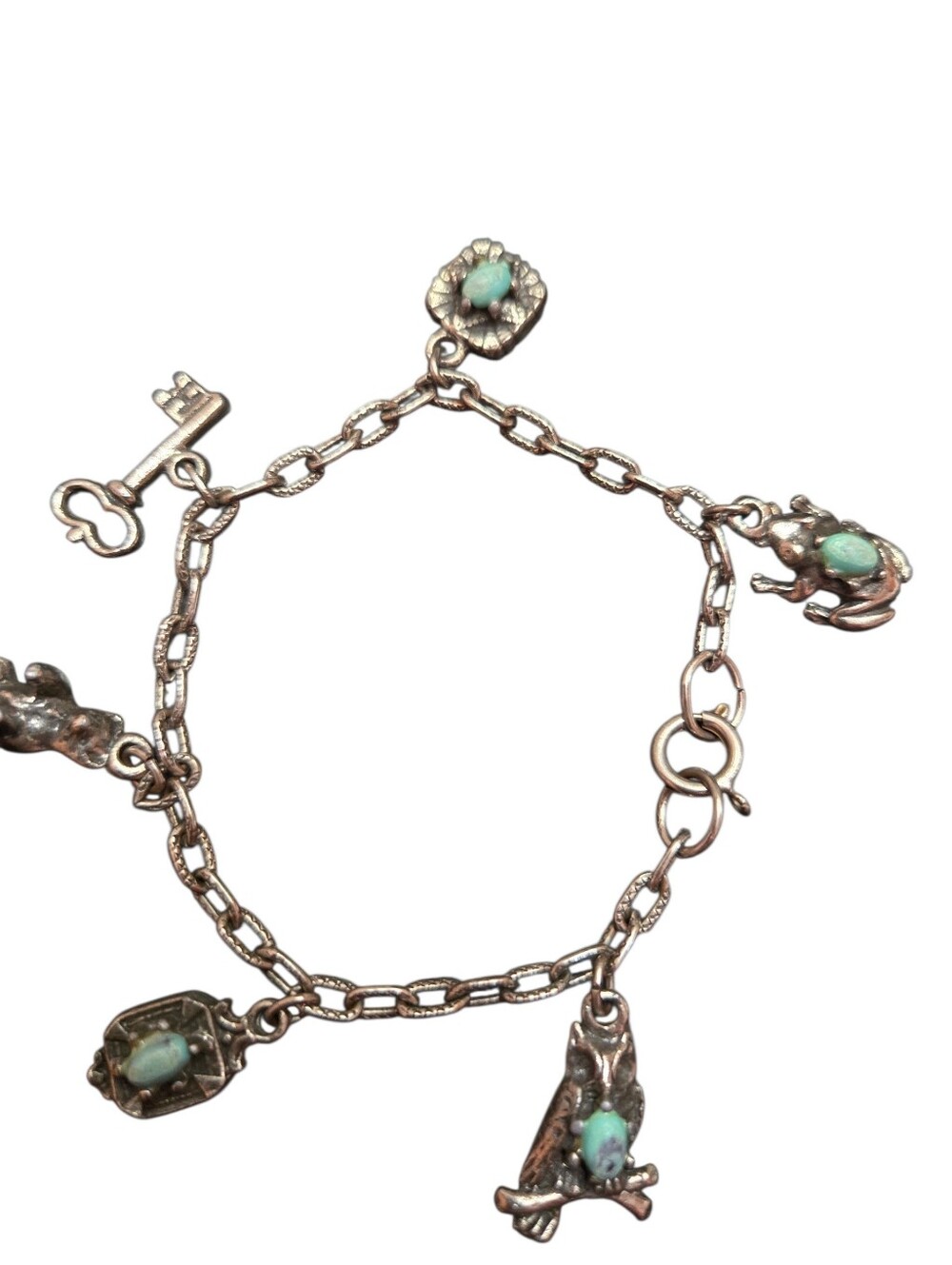 Sterling Silver Turquoise Charm Bracelet - Women Jewelry